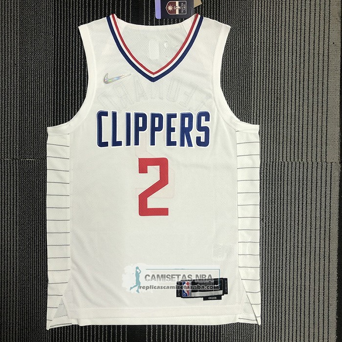 Camiseta Los Angeles Clippers Kawhi Leonard NO 2 Association 2020-21 Autentico Blanco